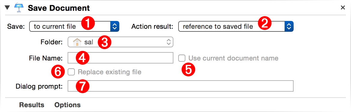 The “Save Document” action interface