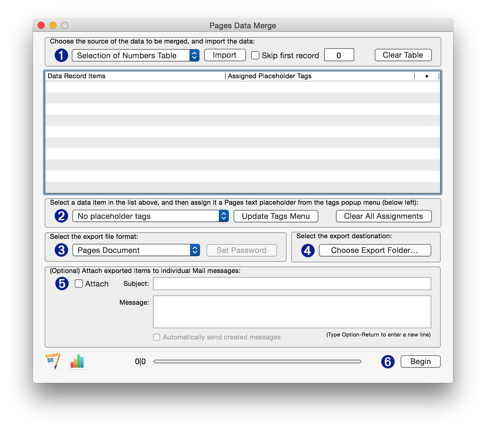 how to merge mailing list using pages and numbers for mac